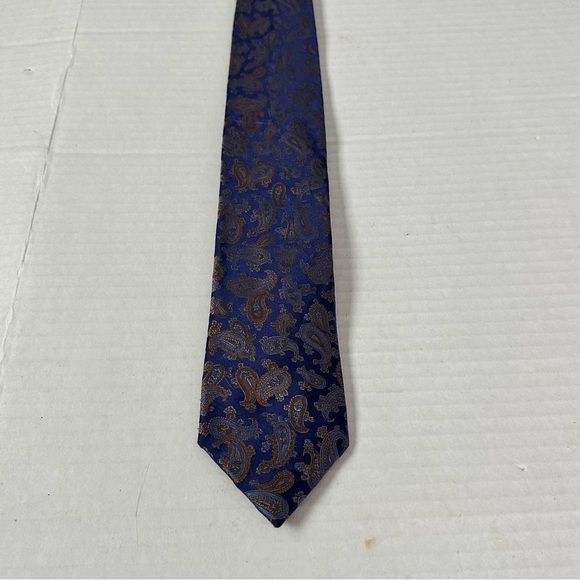 Silk Tie Italian Made Shimmering Rich Purple Gold Blue Paisley Beautiful¡ - Picture 9 of 10